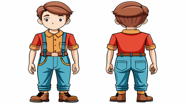 Chino trousers. baby Boys boyes formal trouser pant vector front and back view flat sketch fashion vector illustration Very beautiful white background