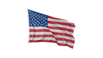 Waving United States flag, isolated on transparent background