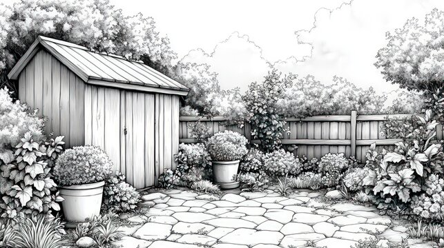 Outdoor backyard design sketch