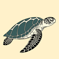 A vibrant and detailed illustration of a sea turtle with a patterned shell, perfect for educational materials, nature-themed designs, and digital art projects.