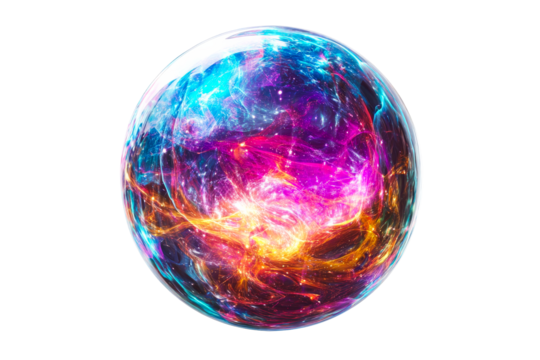 Colorful abstract sphere with vibrant swirls and energy patterns