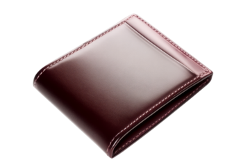 Elegant burgundy wallet on transparent background