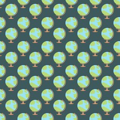 Pattern globes on a dark background. Seamless pattern for design.