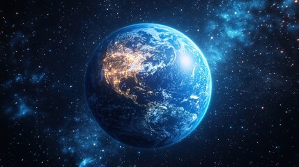 Obraz premium Celestial view of earth sphere in space.