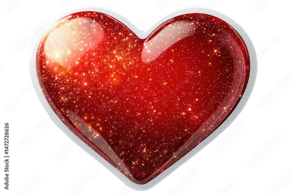 Aufkleber sparkling red heart with glitter effects, ideal for expressing love and affection in a romantic or f