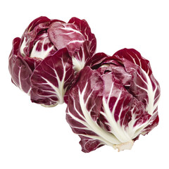 Obraz premium Two radicchio heads close up shot on transparent background