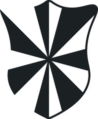 Black and white fill and outline shield vector icon