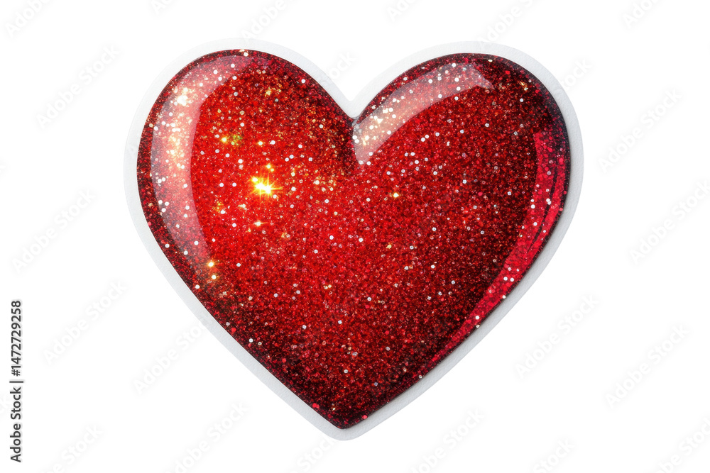 Aufkleber sparkling red heart with glitter effects, ideal for expressing love and affection in a romantic or f