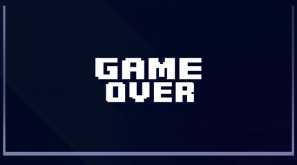 A pixel art text display showing "GAME OVER" on a dark blue gradient background.