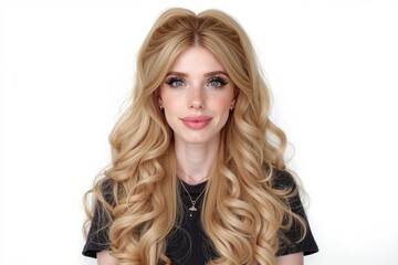 Naklejka premium A woman with long blonde hair wearing a black shirt