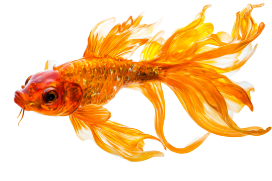 Vibrant orange goldfish swimming gracefully in clear water