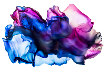 Swirling colors of blue and purple with a transparent background