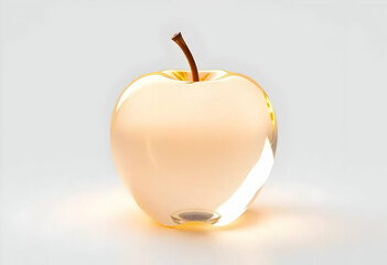 Obraz premium Transparent Apple with Internal Glow Isolated on White Background