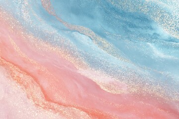 Fototapeta premium Abstract background with flowing pink blue and beige colors creating a marble effect.