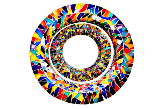 Colorful abstract circular mosaic pattern on transparency - Powered by Adobe