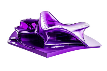 Modern abstract purple sculpture on transparent background
