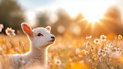 Lamb in Field Sunlight