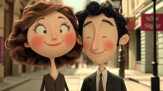 Business Couple Smiling Together in Office Meeting Teamwork