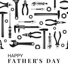Happy Fathers Day Work Tools Silhouettes Card