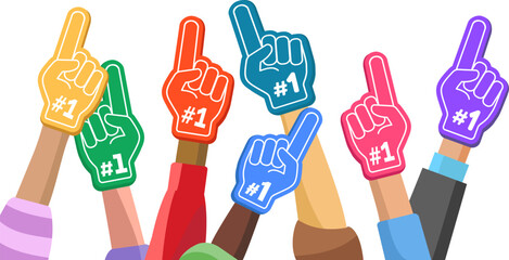Fan foam fingers hands up