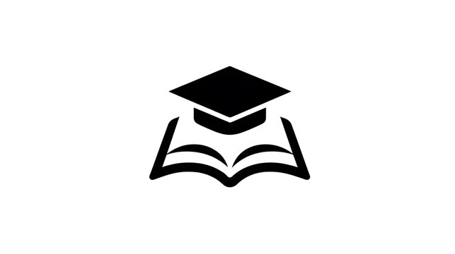 A clean minimalist icon of an open book with a graduation cap above it, symbolizing a dissertation .