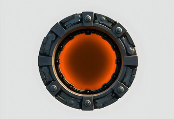 Naklejka premium Circular Fantasy Portal Crafted from Stone and Metal with Glowing Center