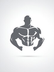 Fototapeta premium Muscular Icon Silhouette on Clean White Background Representing Strength and Fitness