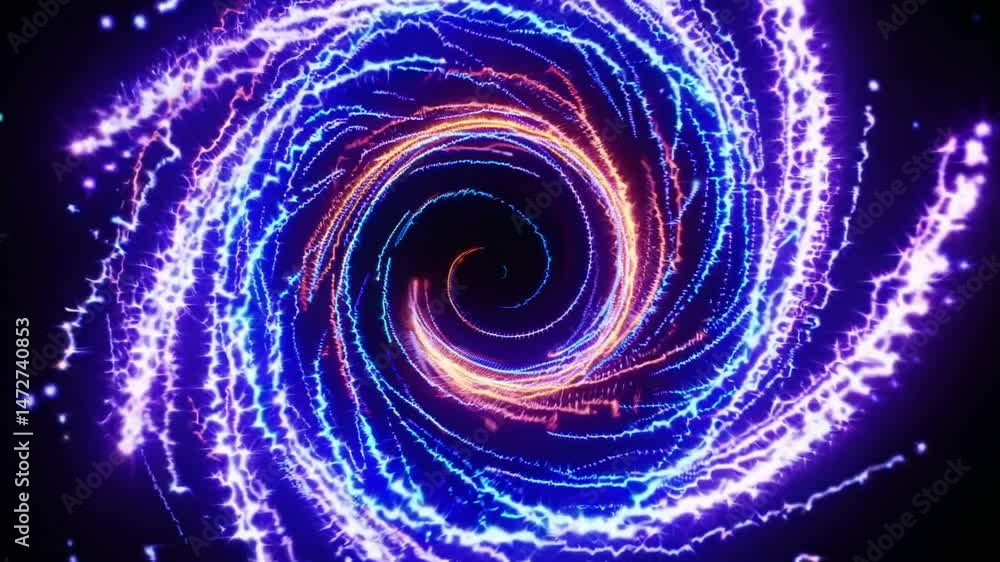 Aufkleber vibrant energy vortex spinning dynamically, revealing mesmerizing plasma patterns swirling against d