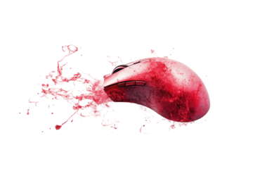 Gaming mouse with red splash effect showcases vibrant design for modern gaming setup enhancing performance and aesthetics