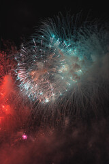 Bright fireworks against the night sky