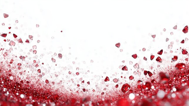 Captivating Ruby Gemstone Cascade on White Background, Symbolizing Luxury