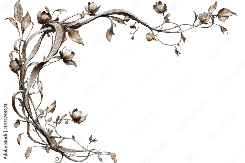 Leinwandbilder decorative frame with twisting vines and autumn leaves created in a transparent style ideal for vari