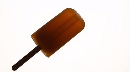 A delicious chocolate ice cream popsicle on a wooden stick.
