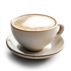 Obraz premium Gourmet Coffee: Cappuccino with Latte Art and Frothy Milk in a Ceramic Cup - Perfect Morning Breakfast Drink Presentation in Cafe Culture Atmosphere