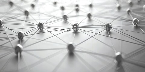 Dynamic tech networks connecting abstract nodes space close-up view