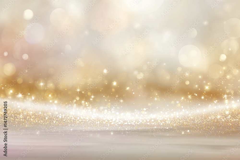 Wall mural abstract background with blurred lights and golden sparkles creating a magical atmosphere.