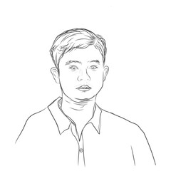 portrait sketch of a man wearing a shirt on a white background