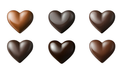 Fototapeta premium Collection set of chocolate heart shape isolated on transparent background