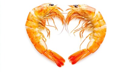 Two prawns forming a heart shape