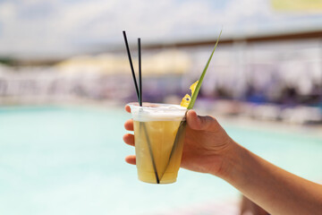 Refreshing Tropical Drink by the Poolside