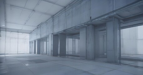 Obraz premium Blueprint overlayed with faded blue photo effect, architectural lines prominent, engineering, faded