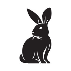 Obraz premium Rabbit Silhouette Vector Illustration White Background