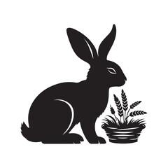 Rabbit Silhouette Vector Illustration White Background