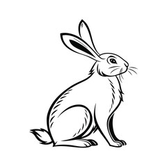 Rabbit Silhouette Vector Illustration White Background
