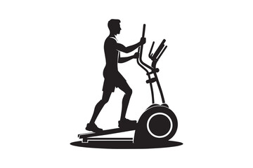 Elliptical machine silhouette with white background
