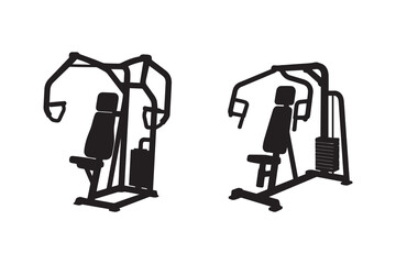 Chest press machine silhouette with white background
