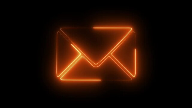 Glowing neon message box icon animation video notice receive massage animated sign symbol. Message mail box, 4k. Pulsing Neon yellow Message Box Animation: Glowing Mail Inbox Icon on black background.