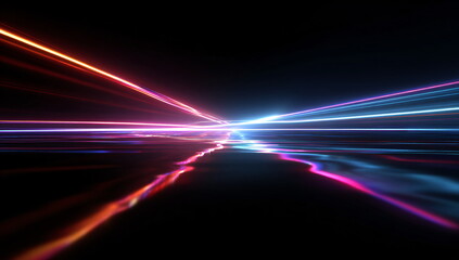 Fototapeta premium Colorful light trails representing data transmission or speed through cyberspace, abstract background for digital concepts and website design