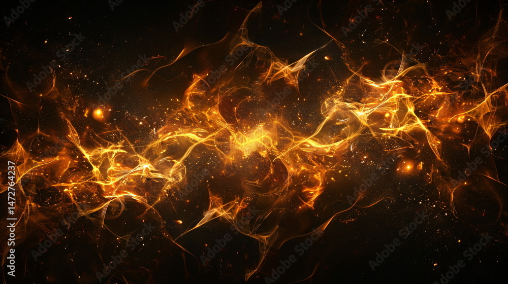 Poster abstract wavy line of glowing light trails. digital particle flow, visualization of energy. modern t