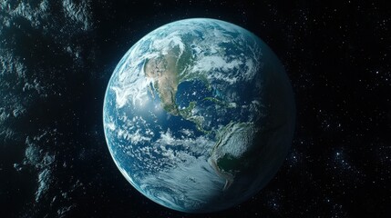 Obraz premium A view of planet Earth from space, a celestial sphere.